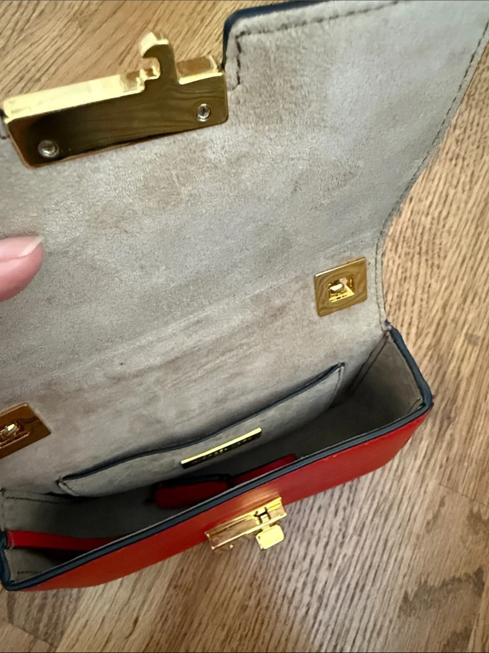 Michael Kors Two-Tone Coral & Red Leather Crossbody
